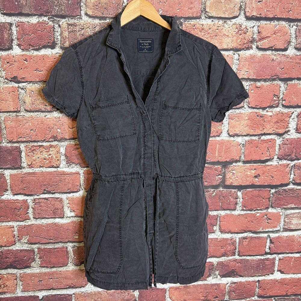 Abercrombie & Fitch Lyocell Romper M Soft Gray Utility Pocket Jumpsuit